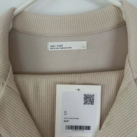 OAK + FORT RIB-KNIT BUTTON UP TOP and RIB-KNIT PANT SMALL New with Tags - Picture 7 of 12